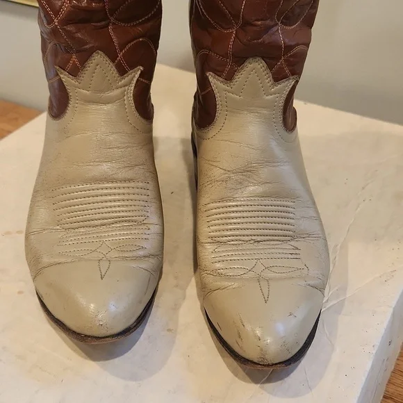 TONY Lama Women's Leather Ywo Tone Cowboy Boots - Picture 3 of 15